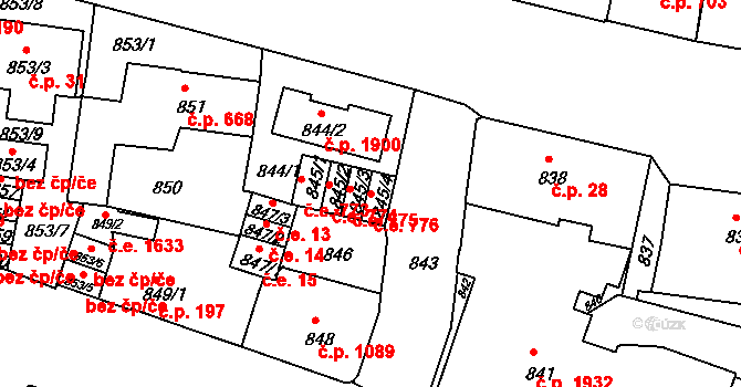 Děčín IV-Podmokly 776, Děčín na parcele st. 845/4 v KÚ Podmokly, Katastrální mapa