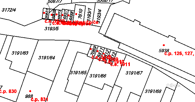 Zlín 1909 na parcele st. 5811 v KÚ Zlín, Katastrální mapa