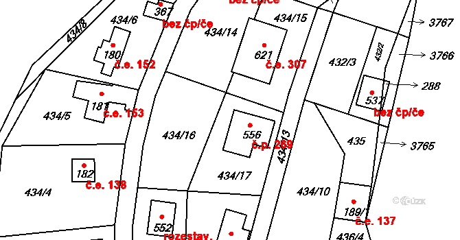 Roudná 269 na parcele st. 556 v KÚ Roudná nad Lužnicí, Katastrální mapa
