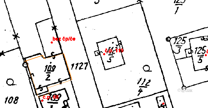 Dolní Heřmanice 119 na parcele st. 112/5 v KÚ Dolní Heřmanice, Katastrální mapa