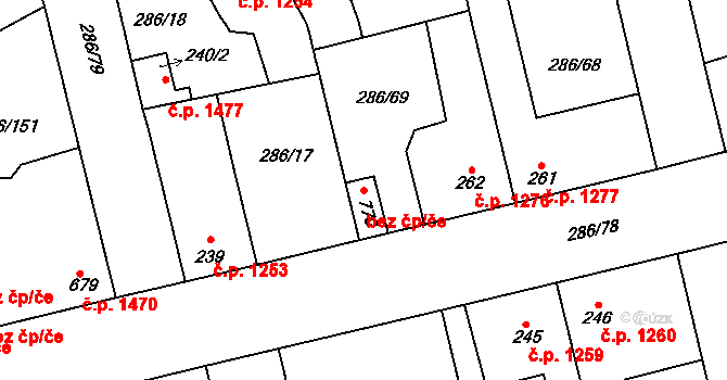 Kladno 38585324 na parcele st. 770 v KÚ Hnidousy, Katastrální mapa