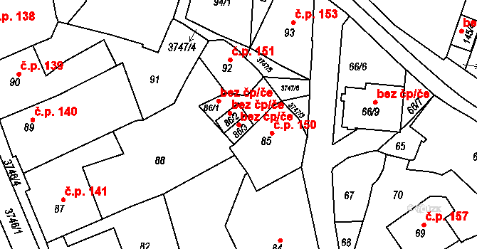 Žamberk 42096324 na parcele st. 86/3 v KÚ Žamberk, Katastrální mapa