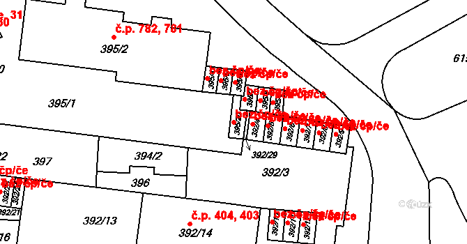 Praha 42895324 na parcele st. 395/20 v KÚ Prosek, Katastrální mapa