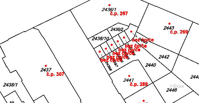 Opava 43786324 na parcele st. 2436/8 v KÚ Opava-Předměstí, Katastrální mapa
