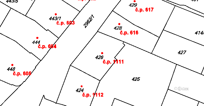 Předměstí 1111, Opava na parcele st. 426 v KÚ Opava-Předměstí, Katastrální mapa