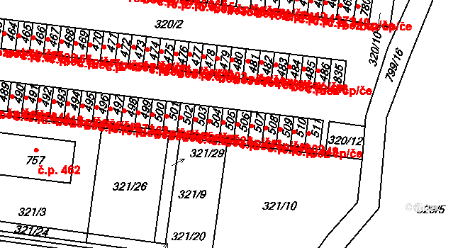 Maršov 443, Krupka na parcele st. 506 v KÚ Maršov u Krupky, Katastrální mapa