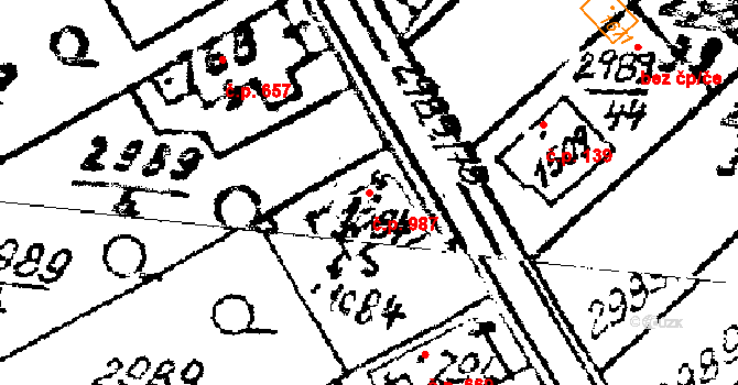 Květná 987, Strání na parcele st. 1084 v KÚ Strání, Katastrální mapa