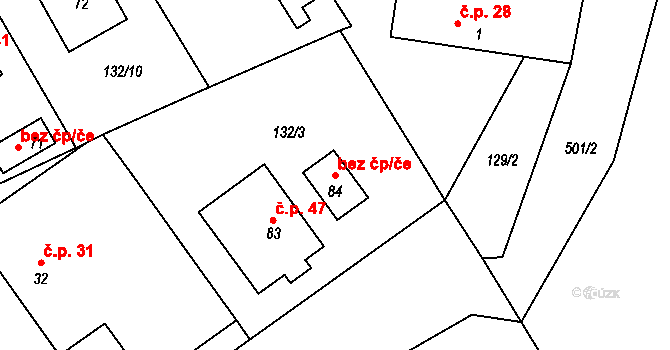Dačice 47518324 na parcele st. 84 v KÚ Velký Pěčín, Katastrální mapa