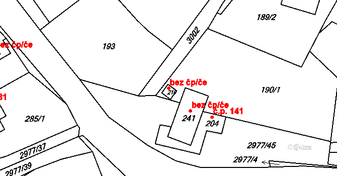 Proseč 49966324 na parcele st. 219 v KÚ Česká Rybná, Katastrální mapa