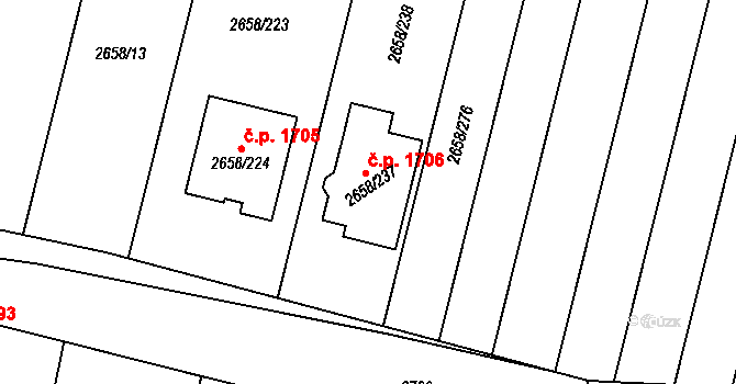 Dubňany 1706 na parcele st. 2658/237 v KÚ Dubňany, Katastrální mapa