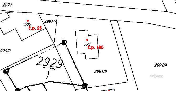 Koberovy 195 na parcele st. 771 v KÚ Koberovy, Katastrální mapa