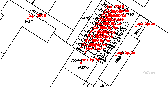 Most 2263 na parcele st. 3503/1 v KÚ Most II, Katastrální mapa