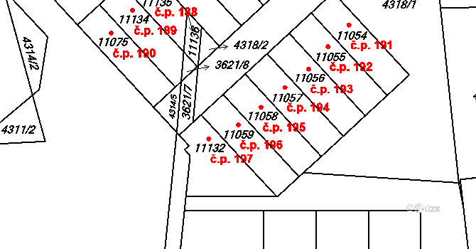 Cihelna 196, Pardubice na parcele st. 11059 v KÚ Pardubice, Katastrální mapa