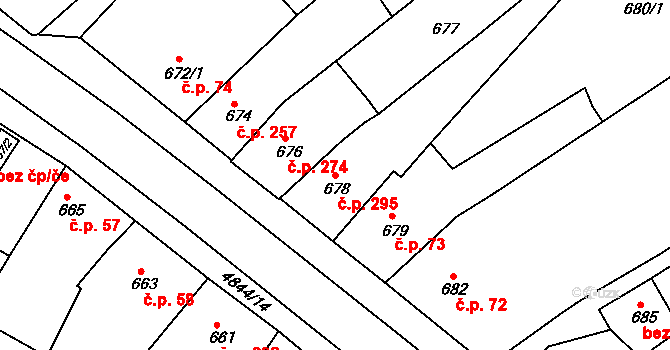Choceňské Předměstí 295, Vysoké Mýto na parcele st. 678 v KÚ Vysoké Mýto, Katastrální mapa