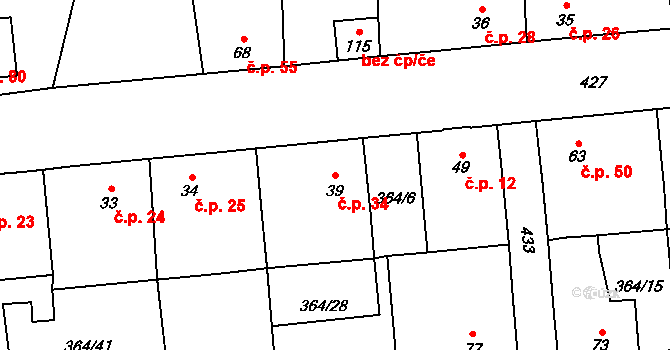 Beroun-Jarov 34, Beroun na parcele st. 39 v KÚ Jarov u Berouna, Katastrální mapa