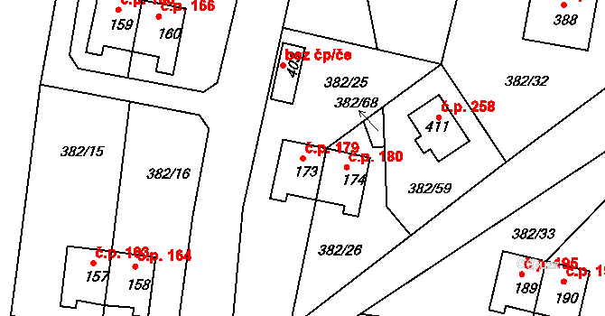 Mlékojedy 179, Neratovice na parcele st. 173 v KÚ Mlékojedy u Neratovic, Katastrální mapa