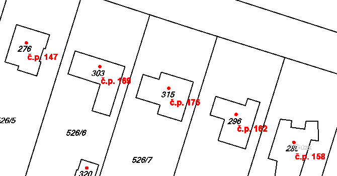 Podvihov 176, Opava na parcele st. 315 v KÚ Podvihov, Katastrální mapa