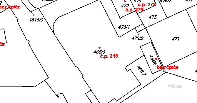 Vimperk II 313, Vimperk na parcele st. 465/3 v KÚ Vimperk, Katastrální mapa