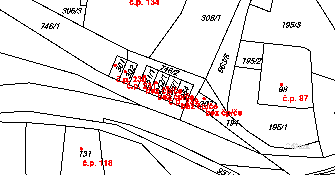 Vrchoslav 239, Krupka na parcele st. 255/1 v KÚ Vrchoslav, Katastrální mapa