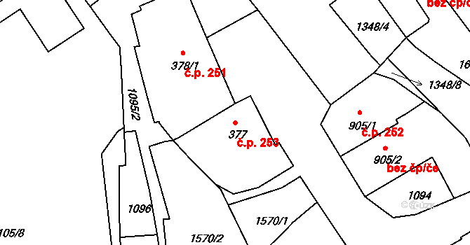 Plešivec 253, Český Krumlov na parcele st. 377 v KÚ Český Krumlov, Katastrální mapa