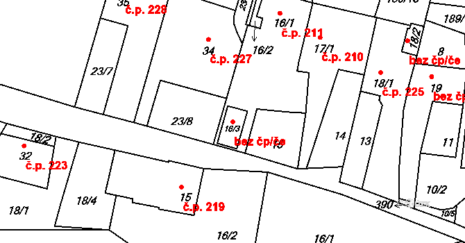 Odolena Voda 90350324 na parcele st. 16/3 v KÚ Čenkov, Katastrální mapa