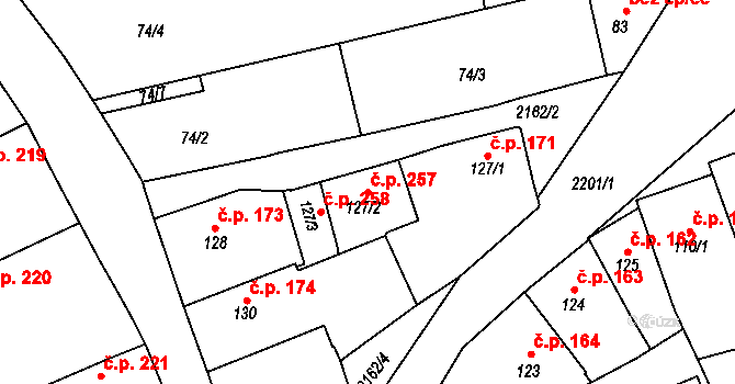 Golčův Jeníkov 257 na parcele st. 127/2 v KÚ Golčův Jeníkov, Katastrální mapa