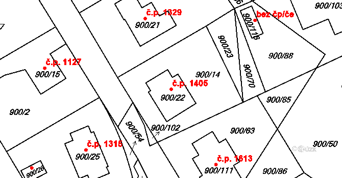 Rychnov nad Kněžnou 1405 na parcele st. 900/22 v KÚ Rychnov nad Kněžnou, Katastrální mapa