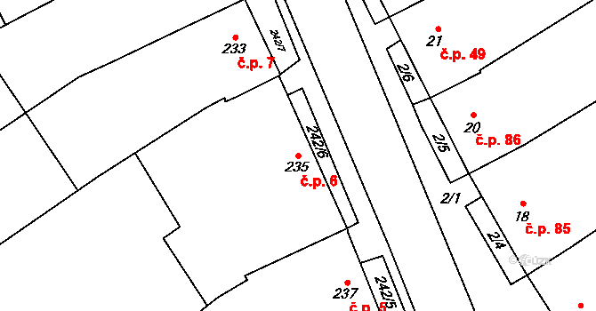 Bohumilice 6, Klobouky u Brna na parcele st. 235 v KÚ Bohumilice, Katastrální mapa