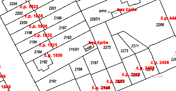 Brno 119217325 na parcele st. 2193/2 v KÚ Židenice, Katastrální mapa