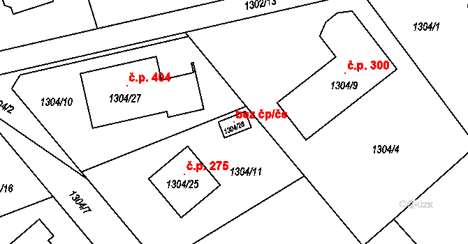 Jirny 121531325 na parcele st. 1304/28 v KÚ Jirny, Katastrální mapa
