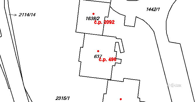 Šumperk 496 na parcele st. 637 v KÚ Šumperk, Katastrální mapa
