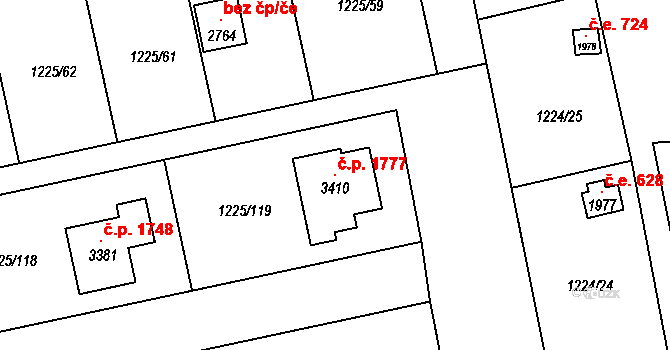 Lipník nad Bečvou I-Město 1777, Lipník nad Bečvou na parcele st. 3410 v KÚ Lipník nad Bečvou, Katastrální mapa
