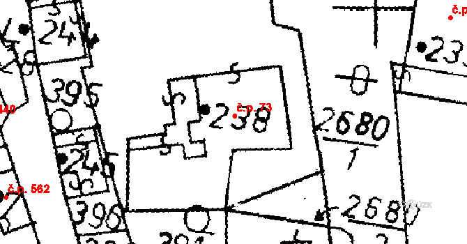Kamenický Šenov 73 na parcele st. 238 v KÚ Kamenický Šenov, Katastrální mapa