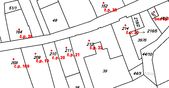 Cvikov I 22, Cvikov na parcele st. 212 v KÚ Cvikov, Katastrální mapa