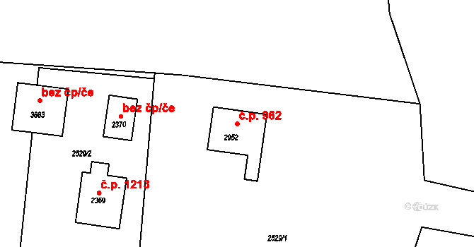 Rožnov pod Radhoštěm 962 na parcele st. 2952 v KÚ Rožnov pod Radhoštěm, Katastrální mapa