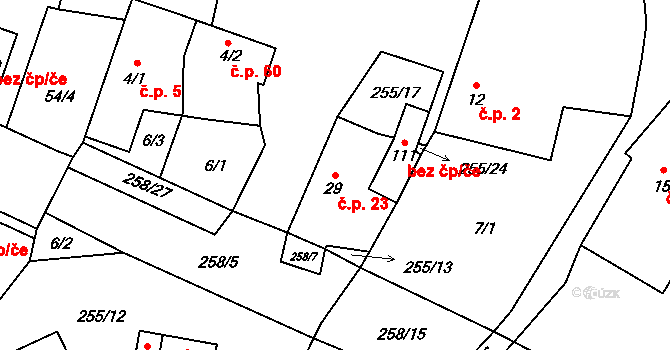 Rohanov 23, Vacov na parcele st. 29 v KÚ Rohanov, Katastrální mapa