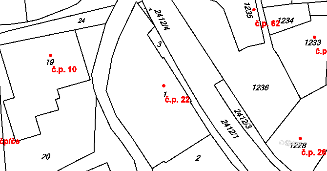 Skřečoň 22, Bohumín na parcele st. 1 v KÚ Skřečoň, Katastrální mapa