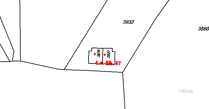 Bystrc 57, Brno na parcele st. 3927 v KÚ Bystrc, Katastrální mapa