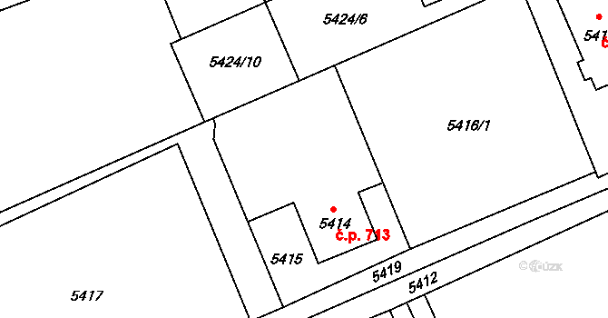 Šenov 713 na parcele st. 5414 v KÚ Šenov u Ostravy, Katastrální mapa