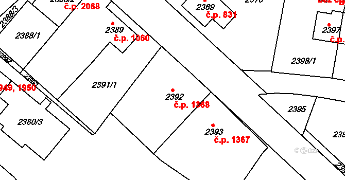 Sokolov 1368 na parcele st. 2392 v KÚ Sokolov, Katastrální mapa
