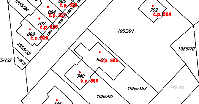 Černilov 565 na parcele st. 852 v KÚ Černilov, Katastrální mapa