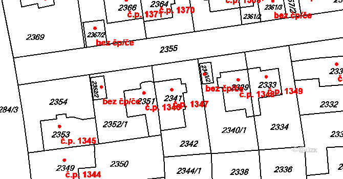 Žižkov 1347, Praha na parcele st. 2341 v KÚ Žižkov, Katastrální mapa