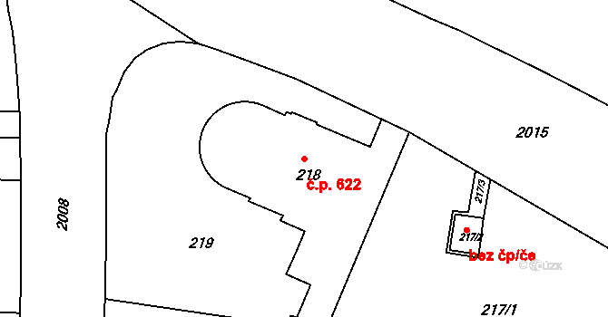 Bubeneč 622, Praha na parcele st. 218 v KÚ Bubeneč, Katastrální mapa