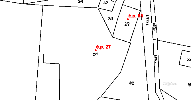 Dolní Vlčkovice 27, Vlčkovice v Podkrkonoší na parcele st. 2/1 v KÚ Dolní Vlčkovice, Katastrální mapa