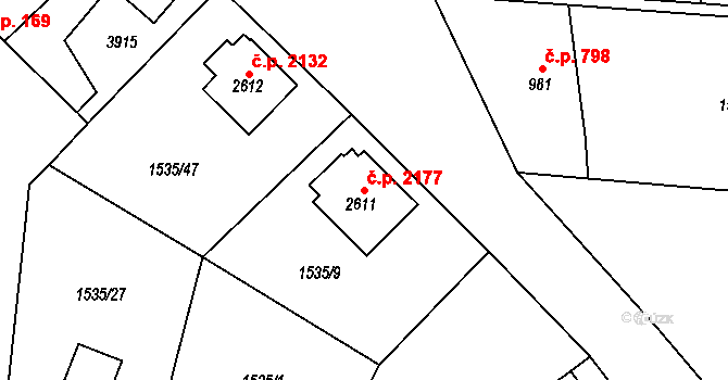 Dvůr Králové nad Labem 2177 na parcele st. 2611 v KÚ Dvůr Králové nad Labem, Katastrální mapa