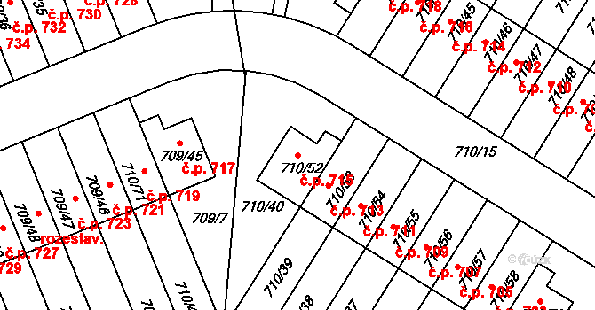 Poříčí 715, Boršov nad Vltavou na parcele st. 710/52 v KÚ Boršov nad Vltavou, Katastrální mapa