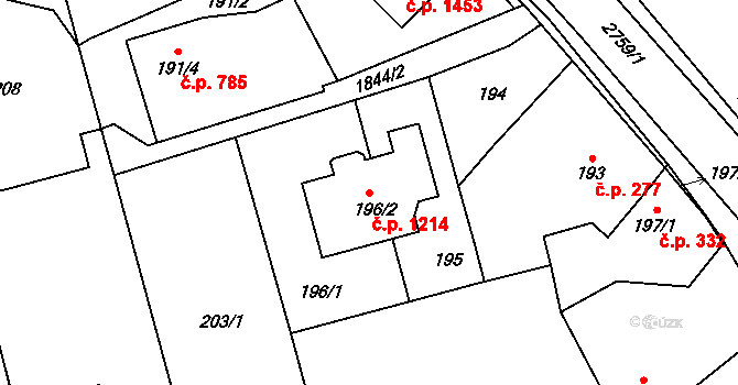 Kylešovice 1214, Opava na parcele st. 196/2 v KÚ Kylešovice, Katastrální mapa