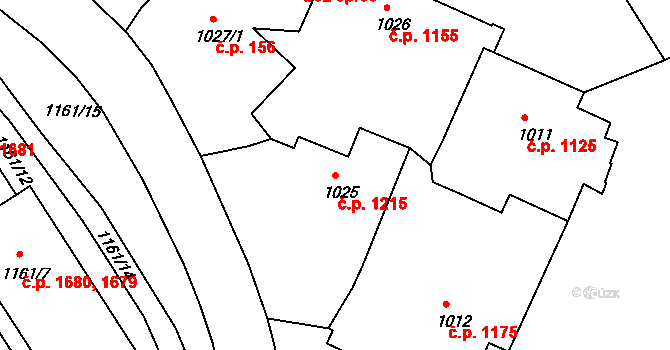 Děčín IV-Podmokly 1215, Děčín na parcele st. 1025 v KÚ Podmokly, Katastrální mapa