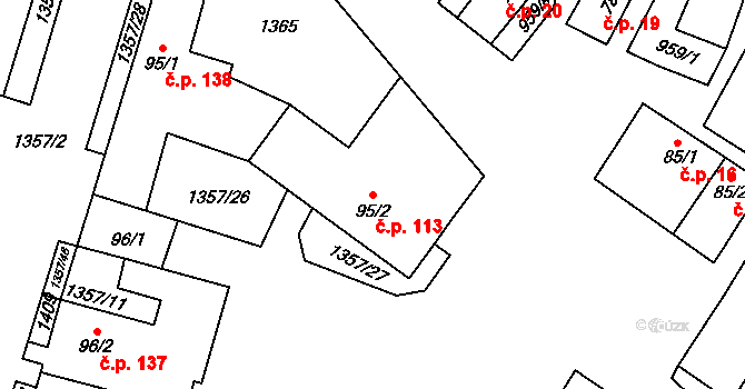 Police 113 na parcele st. 95/2 v KÚ Police u Jemnice, Katastrální mapa
