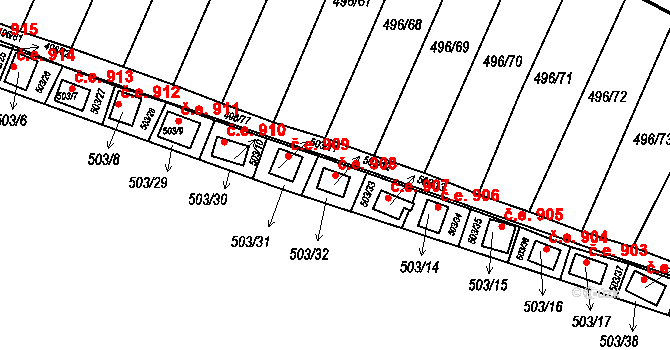 Mikulovice 908, Klášterec nad Ohří na parcele st. 503/12 v KÚ Mikulovice u Vernéřova, Katastrální mapa